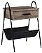Nathan James 32502 Hugo Wood Nightstand, Rustic Accent End or Side Table with Drawer, Durable Black Metal Frame & Leather Hammock, Gray/Black
