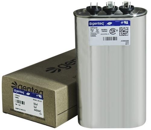 (2) Pack - American Standard - 55 + 5 uF MFD x 440 VAC Genteq Replacement Dual Capacitors Oval # C4555L / 97F9318