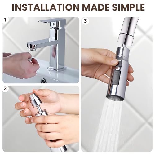 Image of Amazon Basics Tap Extension for Kitchen Sink - Pack of 1 | 3 Flow Modes | Flexible Faucet Extender for Taps | Aerators for Water Tap | Upto 80% Water Saving - Compact