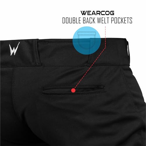 WEARCOG Calça de softbol Premier | Calça juvenil de softbol com passadores de cinto na parte inferio