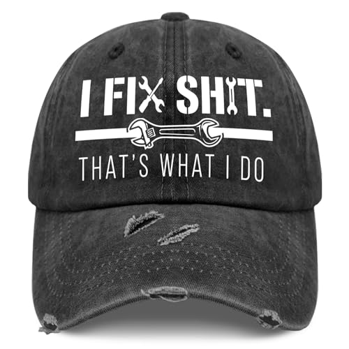 I Fix It All Hat - Funny Mechanic & Handyman Distressed Baseball Cap Large Graphic Thats What I Do Dad Hat