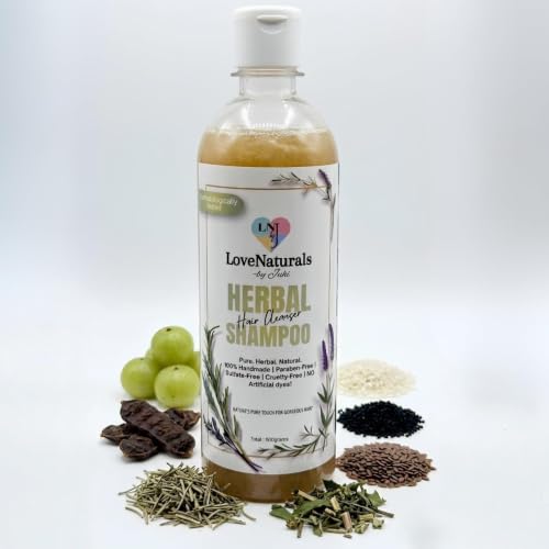 Image of Herbal Ayurvedic Shampoo with Rosemary , Flaxseeds,Methi +hairgrowth herbs| Natural, Vegan & Handmade | Hair Fall Control + Scalp Nourishment | Artificial colour & Fragrance Free | Paraben & Sulfate-Free |Dermatologically tested| (500 ml)