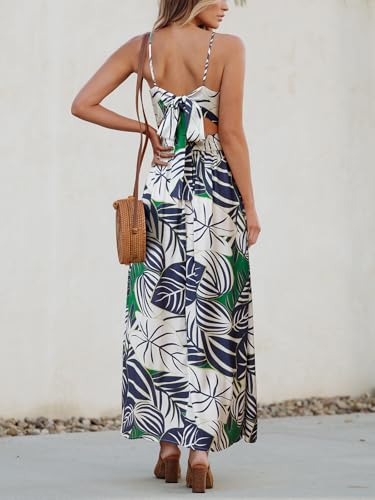 Image of CUPSHE Women's Maxi Dress Floral Print Twisted V Neck Sleeveless Long Dress Summer Casual Dress