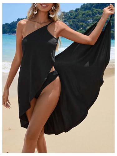 WDIRARA Women's V Neck Wrap Backless Kimono Beach Dress Sleeveless Asymmetrical Cover Up2