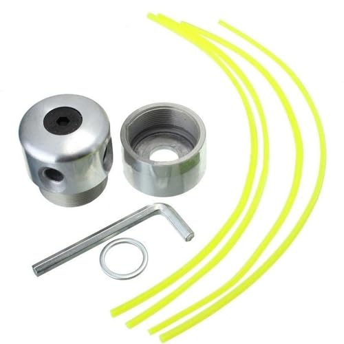 Aluminum Alloy Grass Trimmer Head, Trimmer Head Spool Set with 4 Lines, Mounting Washer and Wrench, for Lawn Mower Accessories