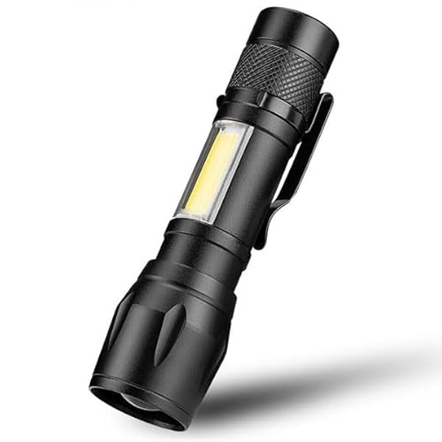 Edward Tools LED Rechargeable Work Flashlight with Work Light - Heavy Duty Waterproof - Side Lamp Light - 3 Modes - Lithium Ion Battery