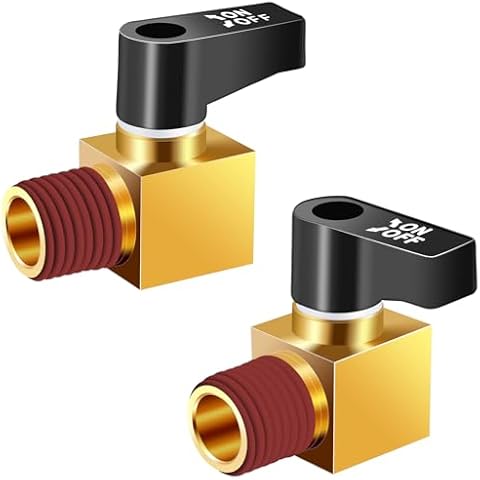 Aienxn 2PCS Brass Air Compressor Drain Valve, 1/4" NPT Male Ball Type Drain Valve, Air Compressor Valve, Air Compressor Accessories for Air Compressor Cover