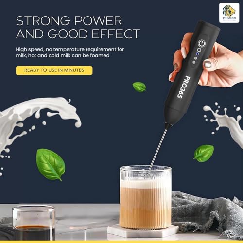 Image of PRO365 Quick Charge Drinks, Coffee Frother | E-Recipe Available | 3-Speed | USB Rechargeable | Dual Spring Stirrer | Lattes & Milkshakes | 1 Year Warranty