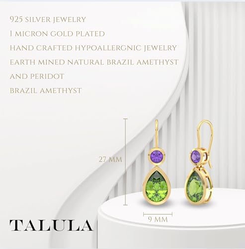 Drop Earrings in 14K Gold Plated Sterling Silver With Natural Gemstone | Teardrop Dangle Earrings3