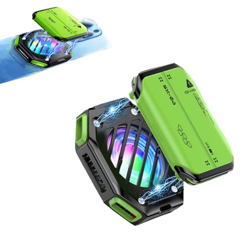 Image of BLACK CROWN X111 Magnetic Phone Cooler - 7-Speed Adjustable RGB Semiconductor Radiator, Removable Battery Holder for Gaming & Streaming (Green).