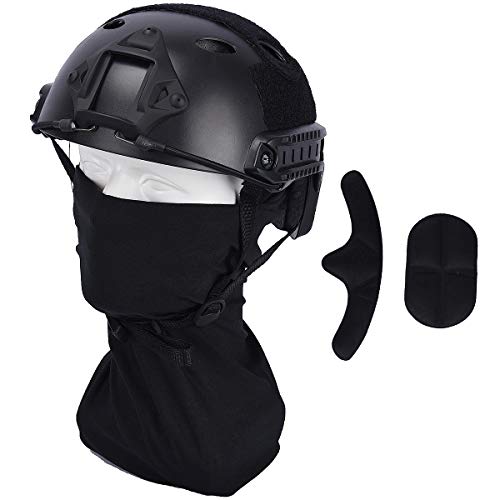 Loogu Airsoft Helmet, Fast Pj Type Bump Tactical Protective Gear For Outdoor Activities With 12-In-1 Face Mask #TOP1