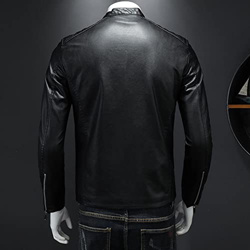 JEShifangjiusu Men'S Winter Thicken Coat Outwear Lightweight Military Parka Jacket Stand Collar Bomber Faux Leather Jacket2