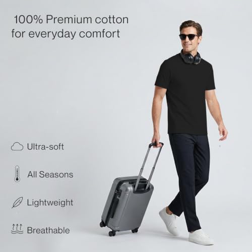 Image of 100% Cotton Premium Crew Neck T-Shirt, Classic Tee for Men Short Sleeve | No Poking Labels, Ultra-Soft, Breathable, Everyday Essential, All Day Active Wear