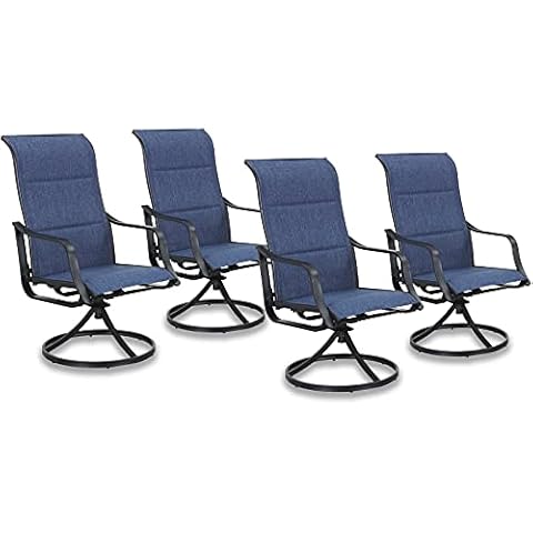 Festival Depot Patio Chairs Set of Outdoor Dining Chair Metal Swivel Armchairs with Textilene Fabric and High Back for Backyard Deck Garden (Blue, 4 pcs) Cover
