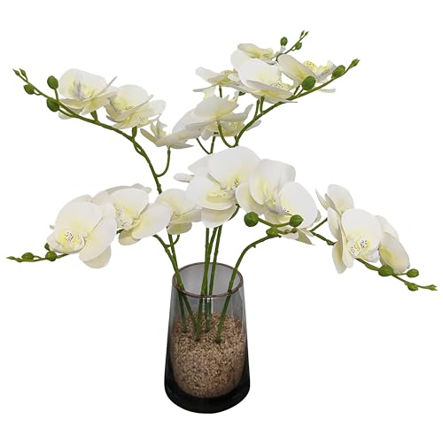 ATFL 6 Pack Ivory Orchid Artificial Flowers Real Touch, 23'' Artificial Fake Faux Silk Orchid Stem Bouquets for Wedding Party Home Garden Decor,Orquideas Artificiales para Decora (6, Ivory) by ATFL - Image 4