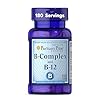 Puritan's Pride Premium Vitamin B-Complex and Vitamin B-12, Vegetarian Dietary Supplement for Cellular Energy Production, Maintains Health of Skin and Nerve Support, 180 Tablets