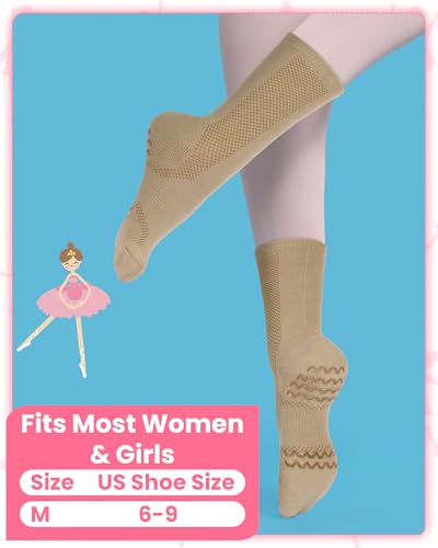 Image of Twistover 4 Pairs Dance Non Slip Socks for Dancer Women Girls Ballet Dancing Socks with Spin Spot Compression Ankle Stockings