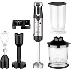 Batidora Fagor FAGOR Batidora de mano DivaMix Plus Black con 5 accesorios. 1000W de potencia y 4 cuchillas de acero inoxidable. Control de velocidad variable y botón turbo