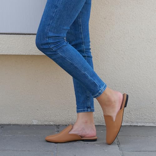 Reimferce Womens Mules Work Shoes: Brown 9.5 Comfortable Dress Slip On 2025 Flats for Indoor Outdoor Walking by Reimferce - Used condition - Image 3