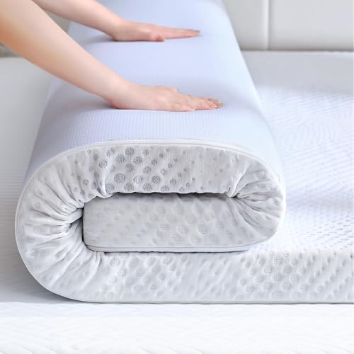 SINWEEK 3 Inch Gel Memory Foam Mattress Topper Queen Size, Mattress Pad for Body Pressure Relief, Cooling Bed Topper with Breathable Soft Cover, CertiPUR-US Certified