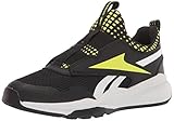 Reebok Boy's XT Sprinter Slip On Running Shoe, Black/Solar Acid Yellow/White, 3 Little Kid