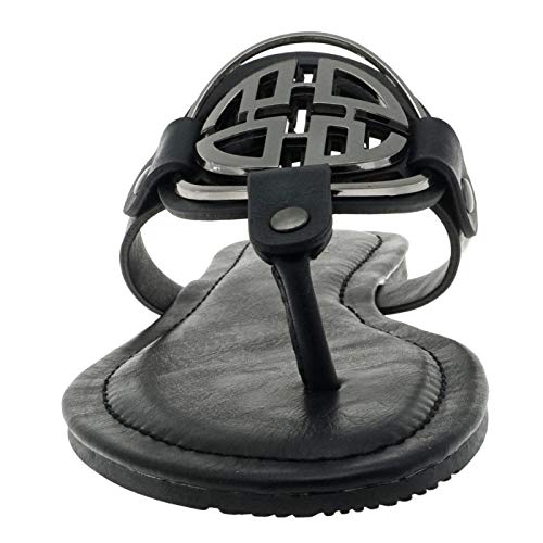 Image of Pierre Dumas Women's Medallion Vegan Slide Thong Flip Flop Flat Sandal