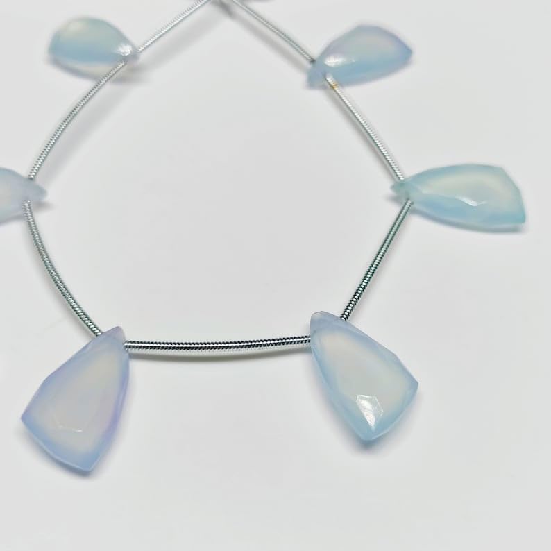 Perles à facettes en calcédoine naturelle pour fabrication de bijoux DIY