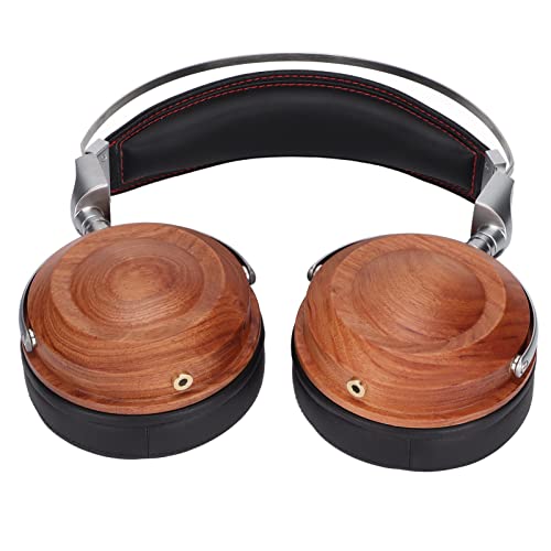 Fone de ouvido com fio, Rosewood Clássico de madeira Fone de ouvido fechado Almofadas macias de orel