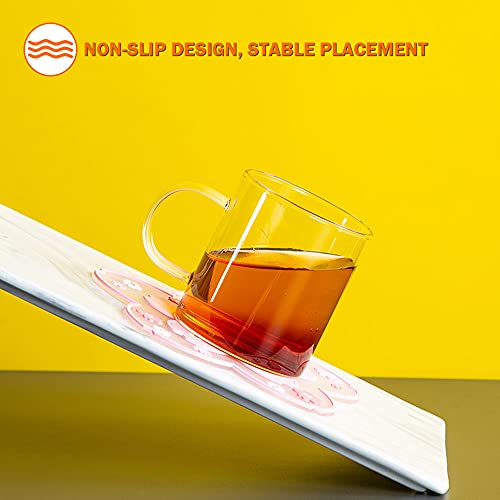 Finphoon Cherry Blossom Cup Coaster,4 PCS Non-Slip Insulation Sakura Coaster, for Coffee Cup Beer Mug Tableware