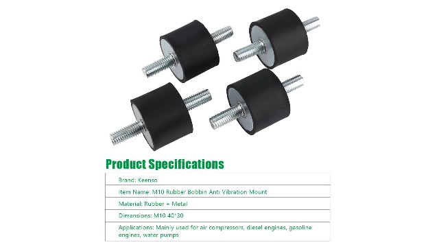 Lot 4 Pièces Silent Blocs Anti-Vibration M10 40x30 - Amortisseurs Caoutchouc Pour Compresseur Air Et Moteurs