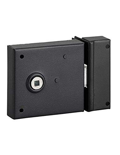 THIRARD - Serrure horizontale en applique à fouillot pour porte int., pêne 1/2tour seul, axe 60mm, carré 6mm, 85x76mm, noir