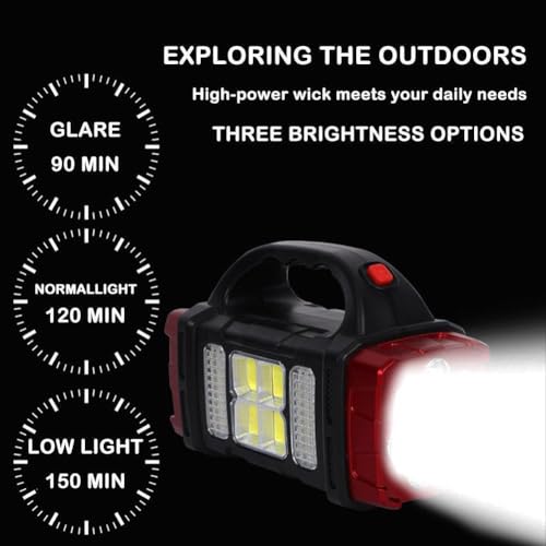 Image of Care 4 Multifunction Solar Waterproof Flashlight with USB Charging,8 Bulb LED & COB Torch (Red : Rechargeable)