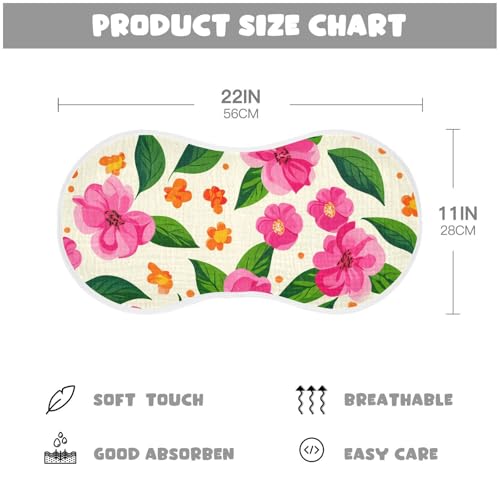 2 Pack Baby Burp Cloths, Soft Absorbent Burping Cloths for Babies, Cotton Milk Spit Up Rags, Large Size for Newborns, Baby Boys and Girls (Pink Floral Pattern)4