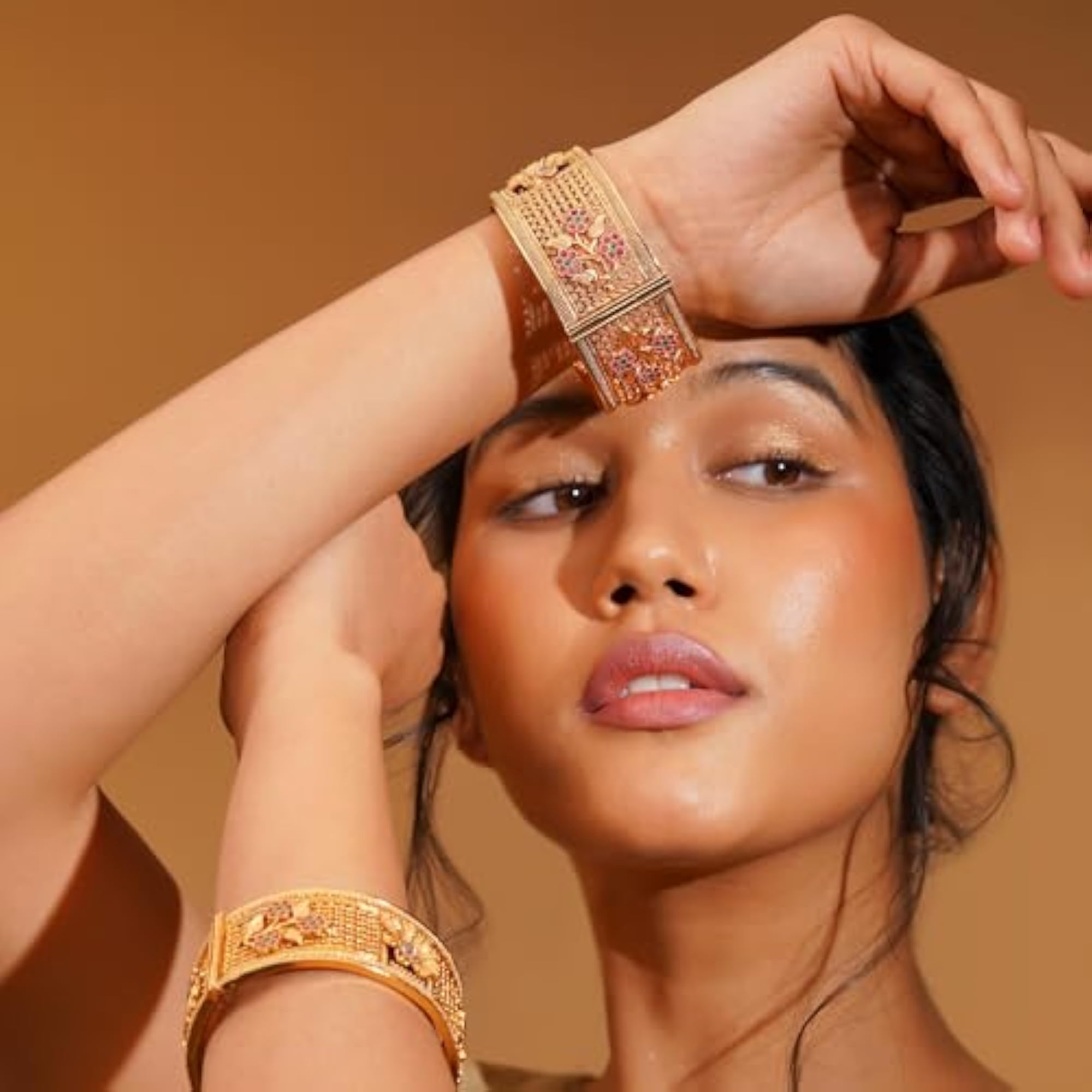 Gold Plated Heritage Stonework Bangle for Women & Girls