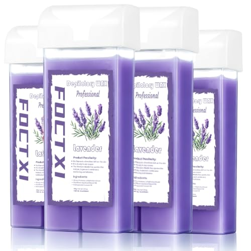 Image of Wax Roller Kit Wax Cartridge, Roll On Wax for Hair Removal, Roll on Wax, 4 Lavender Hair Removal Wax Cartridge and 10 Pack Cleaning Oil Wipes for Women