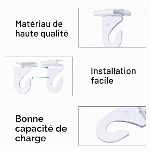 INCREWAY Lot de 20 crochets de plafond en métal pour suspendre des décorations et des plantes dans les salles de classe, les maisons et les bureaux, 20 à droite et 20 à gauche (blanc) – vue 3