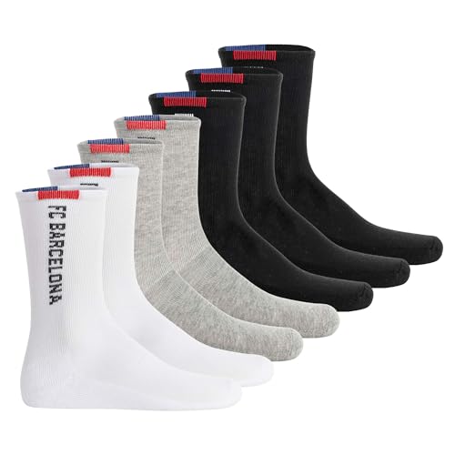 Lot de 7 paires de chaussettes FC Barcelone pour enfants – Produit sous licence officielle | Lot de chaussettes de tennis | Cadeau pour les fans enfants |...