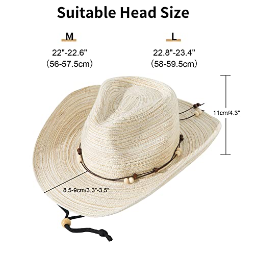 Lanzom Women Men Wide Brim Sun Hat Cowboy Cowgirl Hat Packable Outdoor Hat For Hiking Foldable Summer Beach Hat Upf 50+(Large,Beige) #TOP1