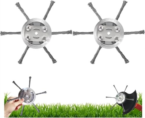 Steel Wire Grass Trimmer Head, 2025 New String Trimmer Replacement Head, Universal Brush Cutter Steel Head for Lawn Mower Edging, 6 Inch Steel Wire Weed Brush Cutter Trimmer Head (2 PCS)