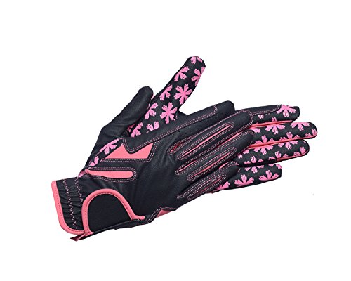 Riders Trend Dressur Pferd dehnbar Serino/Lycra/Silikon 10078671 Equestrian Reithandschuhe, schwarz/pink, klein Cover