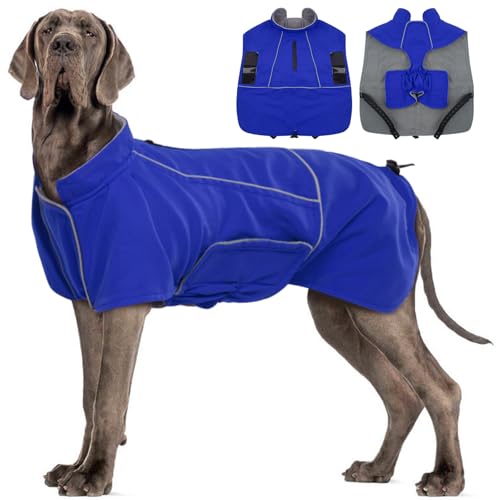 Image of MIGOHI Dog Jacket,3XL Dog Coat Winter,Reflective Fleece Jacket Vest for Large Dogs,Adjustable Winter Coats for Dogs,Pet Coat for Chilly Cold Weather,German Shepherd,Blue