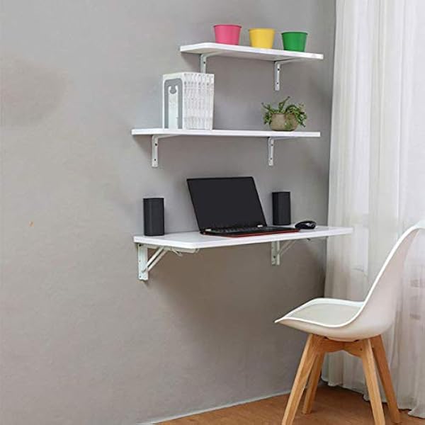 Vouw wandgemonteerde tafel, opklapbare werkbank, opklapbaar houten bureau met neerklapbaar blad, eenvoudig zwevend opklapbaar laptopbureau, ruimtebesparende hangtafel (90x40cm) (120x50cm)