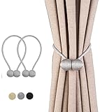 Abrazaderas Cortinas -Sujeta Cortinas, Enganches cortinas, Recoge cortinas, Abrazadera cortina con Iman de Diseño y Fuerte Cierre Magnético, Set de 2 (Plateado)