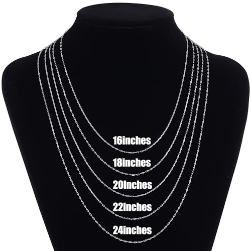Gacimy 925 Sterling Silver Paperclip Necklace for Women, 1.3MM 1.5MM 1.8MM 2.0MM Width 16" 18" 20" 22" 24" Length with 2" Extension Chains2
