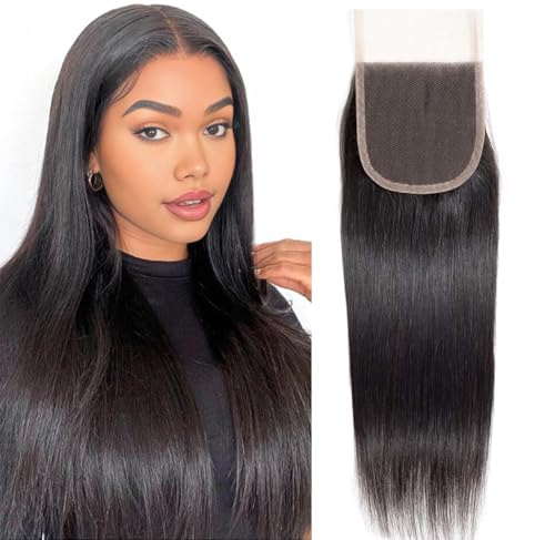Straight Human Hair 4x4 HD Lace Closure Brazilian Hair Human Hair Closure for Black Women Natural Remy Hair Soft Swiss Lace 18 Inch
