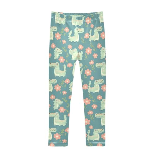 Crocodile Floral Animal Girls Casual Leggings for Kids Printed Long Pant Bottoms Stretch and Soft