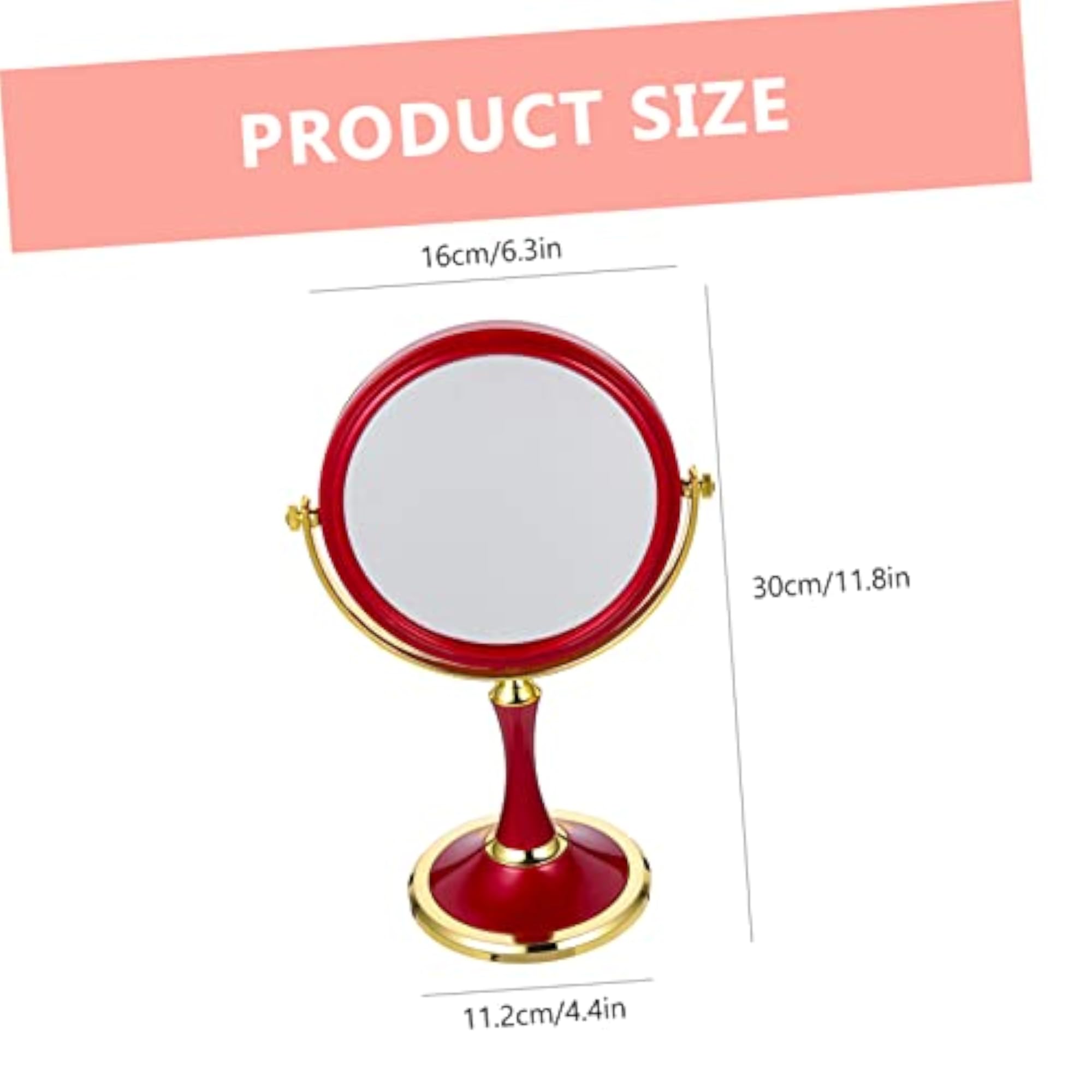 Double-Sided Rotating Tabletop Makeup Mirror, Rose Design