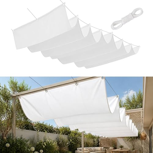 Voile d'ombrage vague rétractable en toile PES résistante à l'eau et durable - 2
