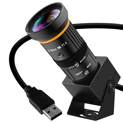 Image of USB Webcam 5MP Color Industrial USB Camera with CS-Mount 5-50mm 10X Manual Zoom Lens - 1944P@30fps, Plug-and-Play for PC, Live Streaming, Video Conferencing & Projects