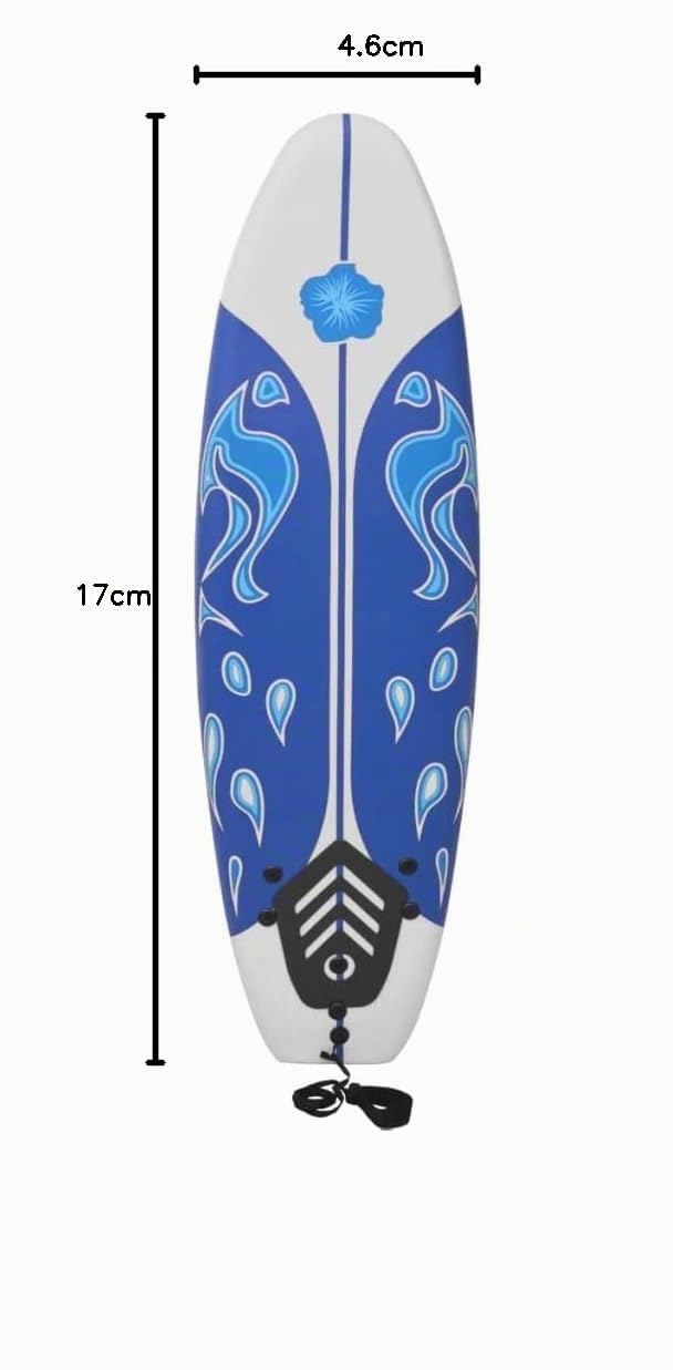 vidaXL Surfbrett, Auftriebskissen, Zugkissen, Anfänger, Erwachsene und Kinder, 1 Leine und 3 abnehmbare Flügel, blau, 170 cm